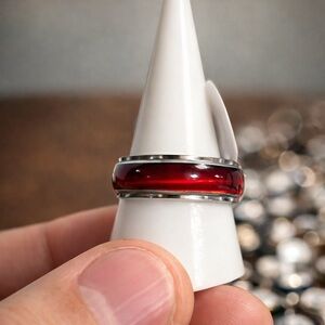 Red and Silver Band Ring